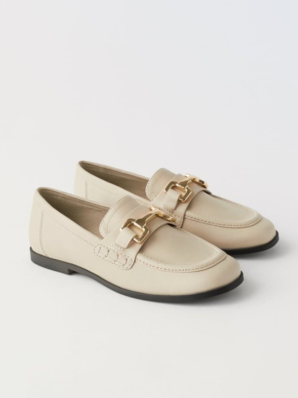 Zara little girl cream loafers with buckle size 1 - Picture 4 of 9